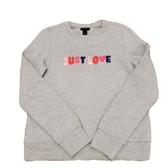 NEW Halogen "Just Love" Crew Neck Pullover Gray Graphic Sweater - Picture 2 of 5